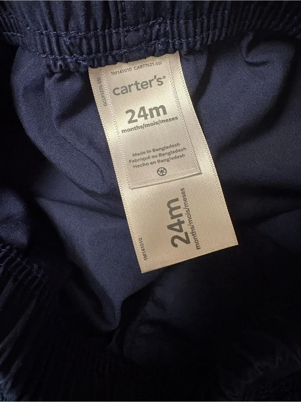 Carter's Dark Blue Elastic Waist kids Pants & Children’s Place Shirt 18-24 MO‎